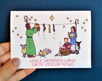 Shepherds' socks - Christmas card, A6 size