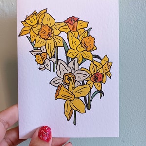 Cartolina con narcisi - cartolina in formato A6 con busta e semi di fiori selvatici