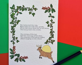 The Holly and the Ivy - Christmas card, A6 size