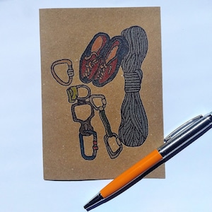 Carte A6 Escalade - carte marron avec enveloppe