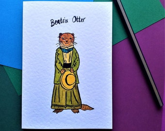 Beatrix Otter watercolour A6 size card