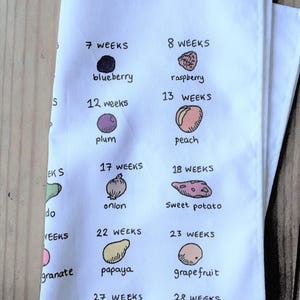 Congratulations on pregnancy tea towel baby size chart image 6