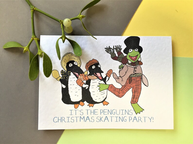 The Muppet Christmas Carol card Penguins� Skating Party Etsy