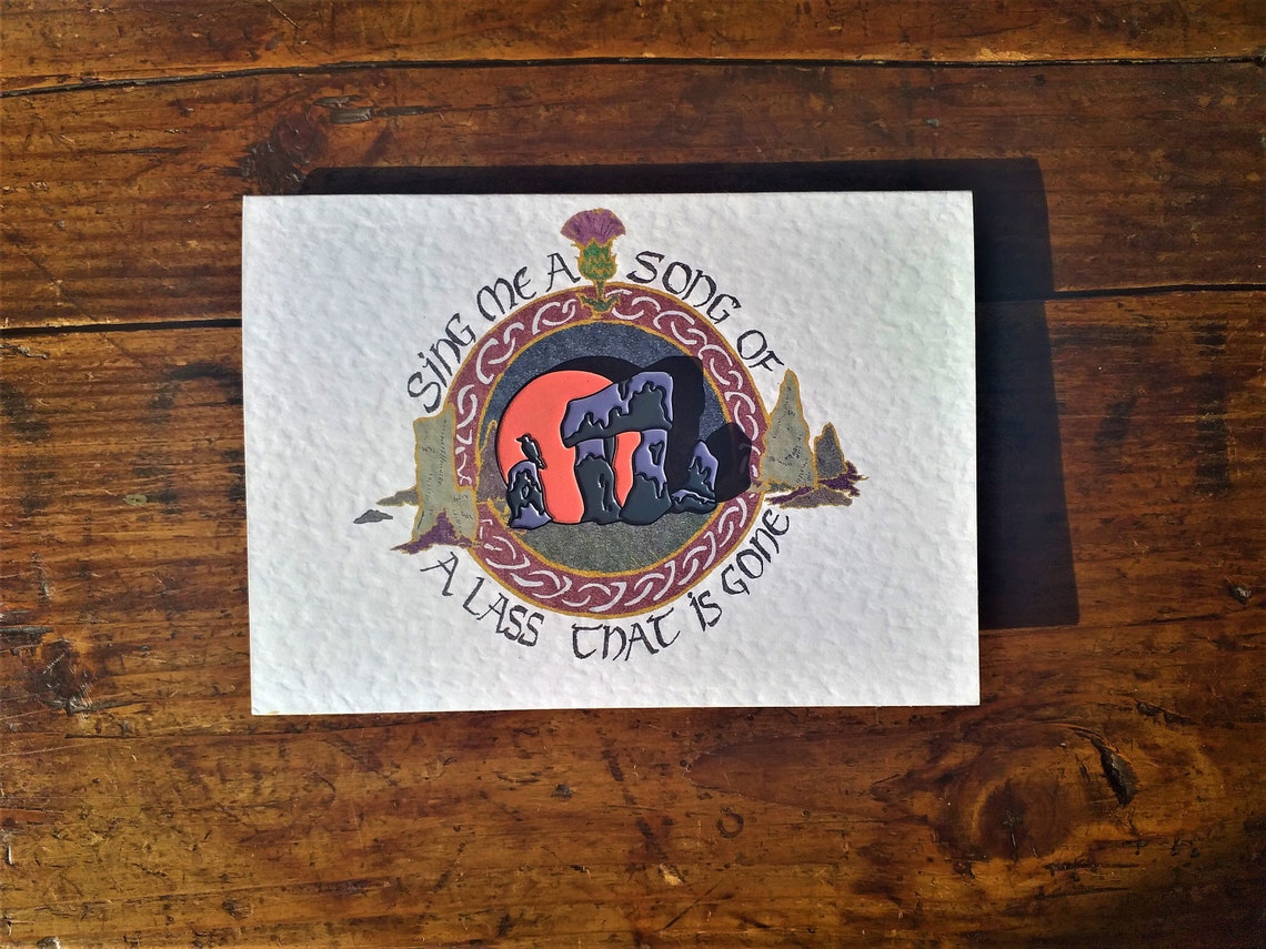 Outlander TV show and book series pin badge with card sing