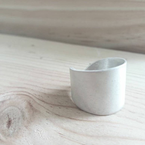 Unique ring.Wide Band Ring.Wide Silver Ring.Bark Textured ring.Adjustable Ring.Open Silver ring.Minimalist silver ring.Silver sterling ring.