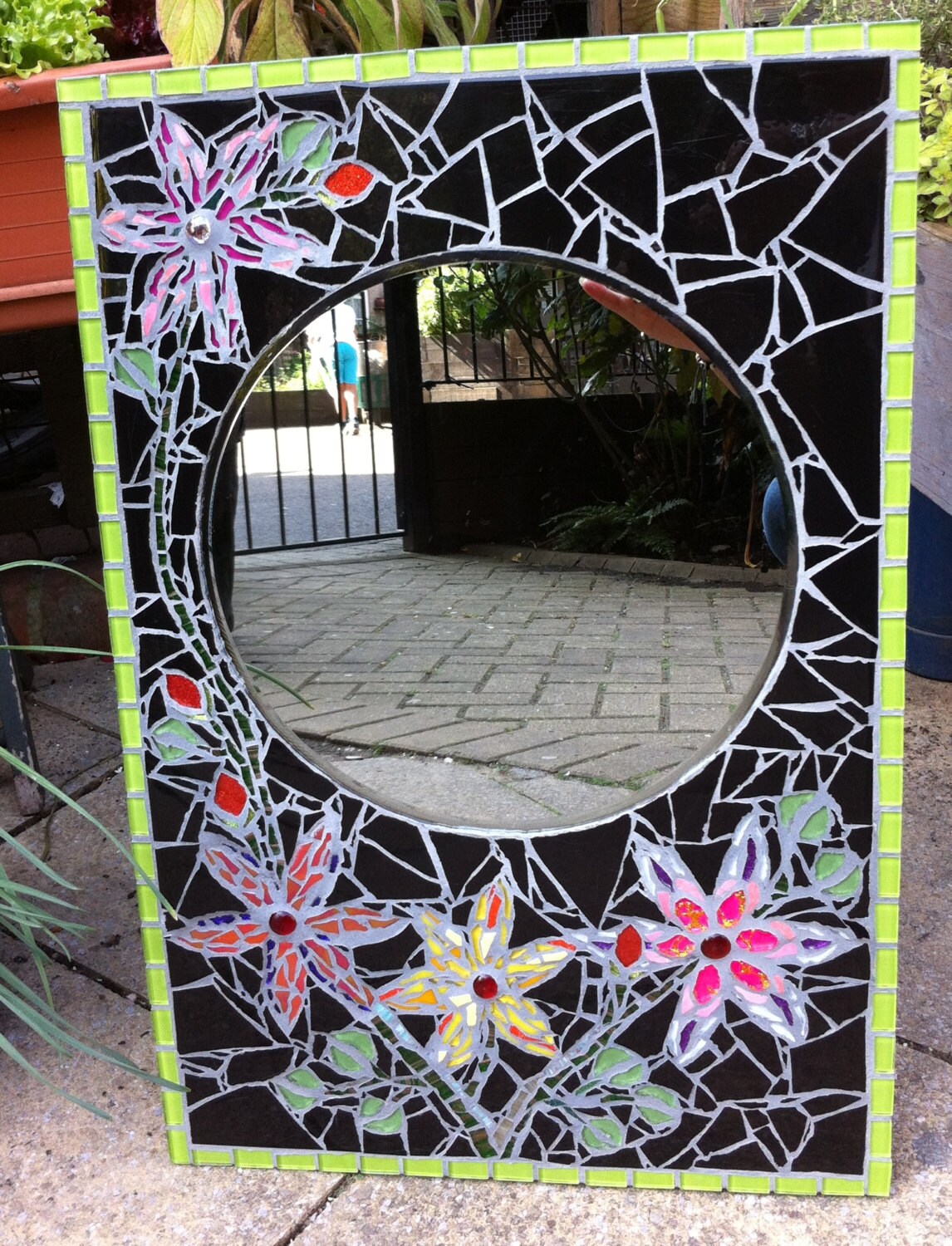 Pretty Flowers Mosaic Mirror With Colourful Pieces. Etsy