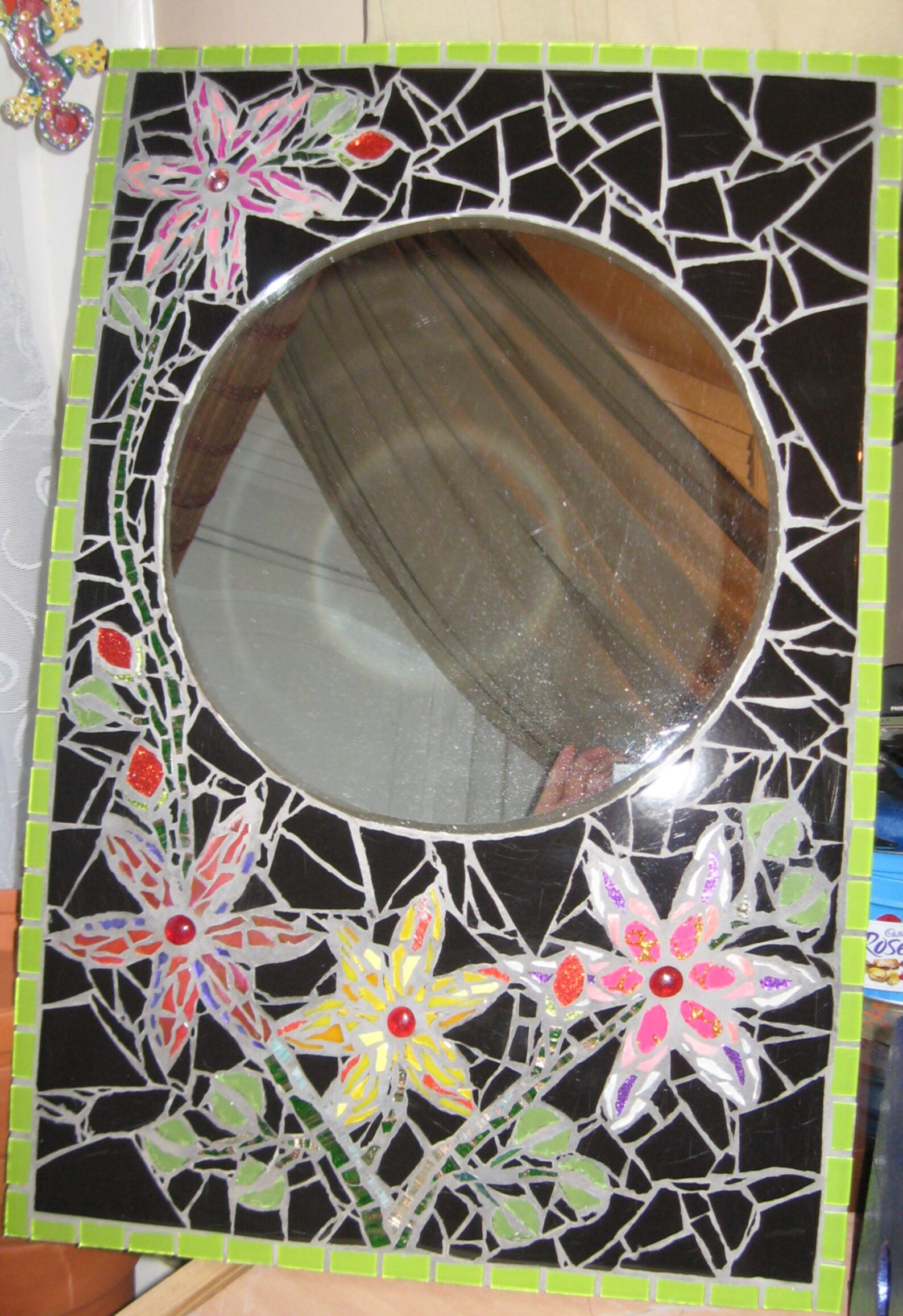 Pretty Flowers Mosaic Mirror With Colourful Pieces. Etsy
