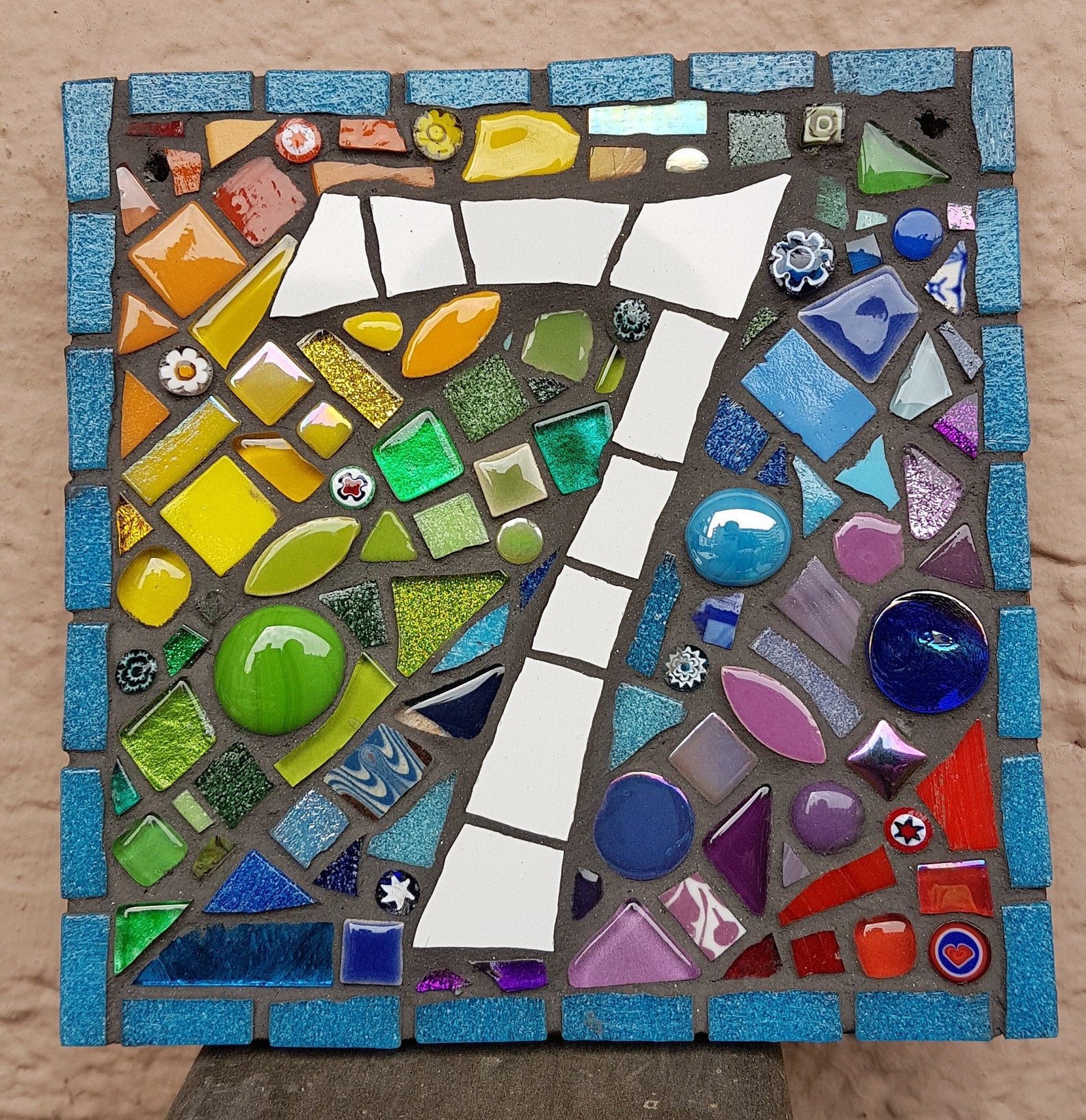 Mosaic Door Number Plaques 14 Digits Rainbow Etsy UK