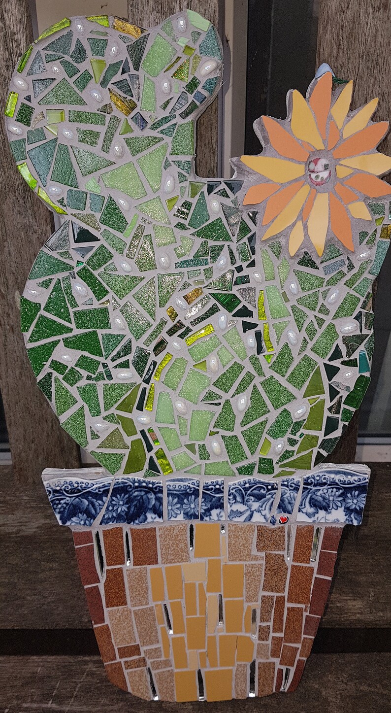 Cactus Flower Pot Mosaic Etsy UK