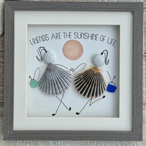 Gifts for friends, girlfriend gifts, shell art, best friend gift, sea glass art, wall decor