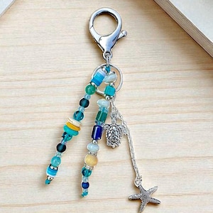 ocean inspired bag charm, beach key chain, gifts for the beach, purse charms, purse accessories, gifts for friends