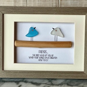 Gifts for friends, sister gifts, bridesmaid gifts, sea glass birds, gifts inspirational gifts, small birds, coastal decor, pebble art