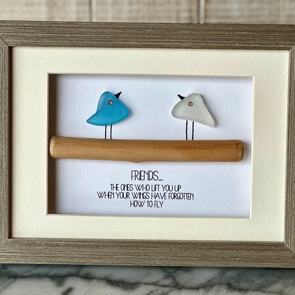 Gifts for friends, sister gifts, bridesmaid gifts, sea glass birds, gifts inspirational gifts, small birds, coastal decor, pebble art