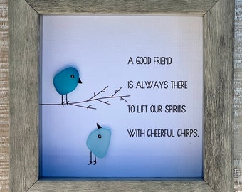 Gift for friends, birthday gift for friends, Christmas gifts for friends, sea glass art, pebble art, wall decor
