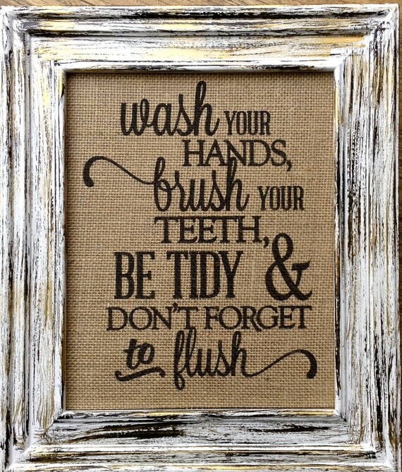 Burlap Print Rustic Decor Bathroom Hangings Bathroom Signs Etsy