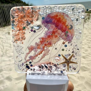 Jellyfish night light, night light, coastal night light, beach night light, ocean themed , bathroom night light,