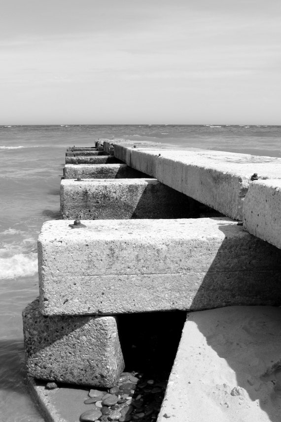 Muelle De Piedra Blanco Y Negro A La Decoracion De La Pared Etsy