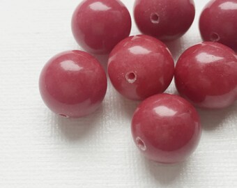 Vintage Rouge rouge fraise ronde perle de verre - PA1130