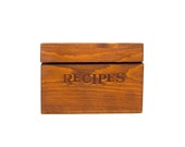Vintage Wooden Recipe Box with Brass Hinges