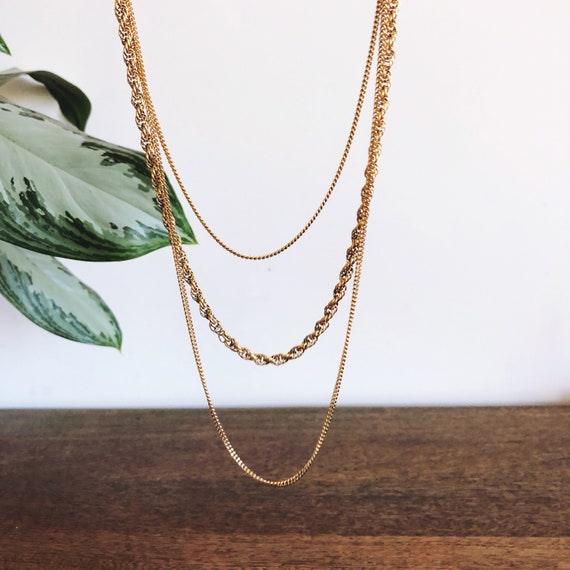 Vintage Monet Gold Multi-chain Necklace 