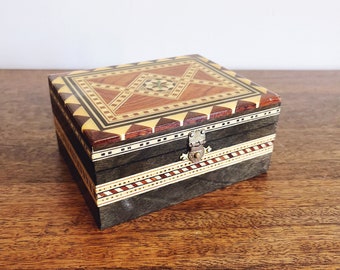 Vintage Spanish Inlaid Wooden Marquetry Box