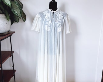 Vintage 60s Lace Sheer Nightgown Robe