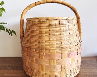 Antique Woven Wicker Carrying Basket