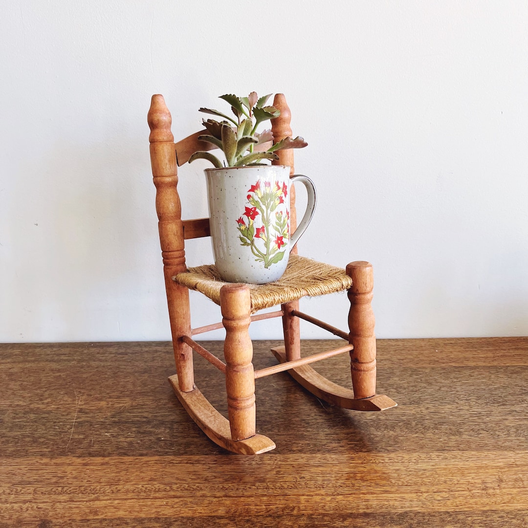 Vintage Wooden Rocking Chair Plant Stand Etsy