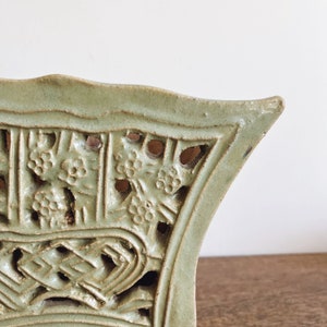 Vintage Celadon Ceramic Hanging Planter image 4