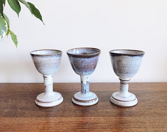 Vintage Stoneware Studio Art Pottery Goblets Set of 3