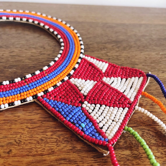 Vintage Maasai Beaded Wedding Necklace - image 5