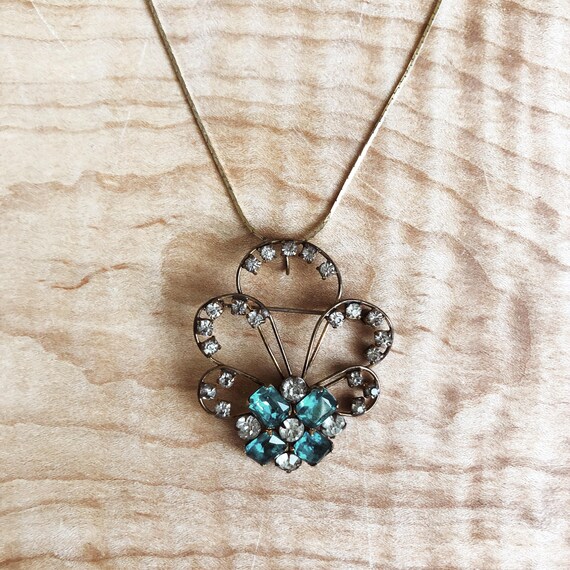 Clover Rhinestone Ring Charm Gold Dipped Necklace main image 1