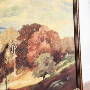 Vintage Landscape with Autumn Trees Original Signed Oil Painting immagine 2