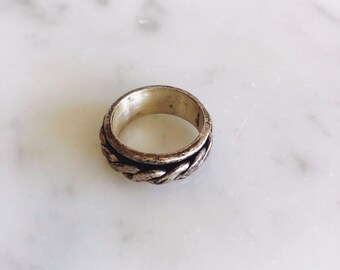 Vintage Mexican Sterling Silver Braided Ring - Size 6.75