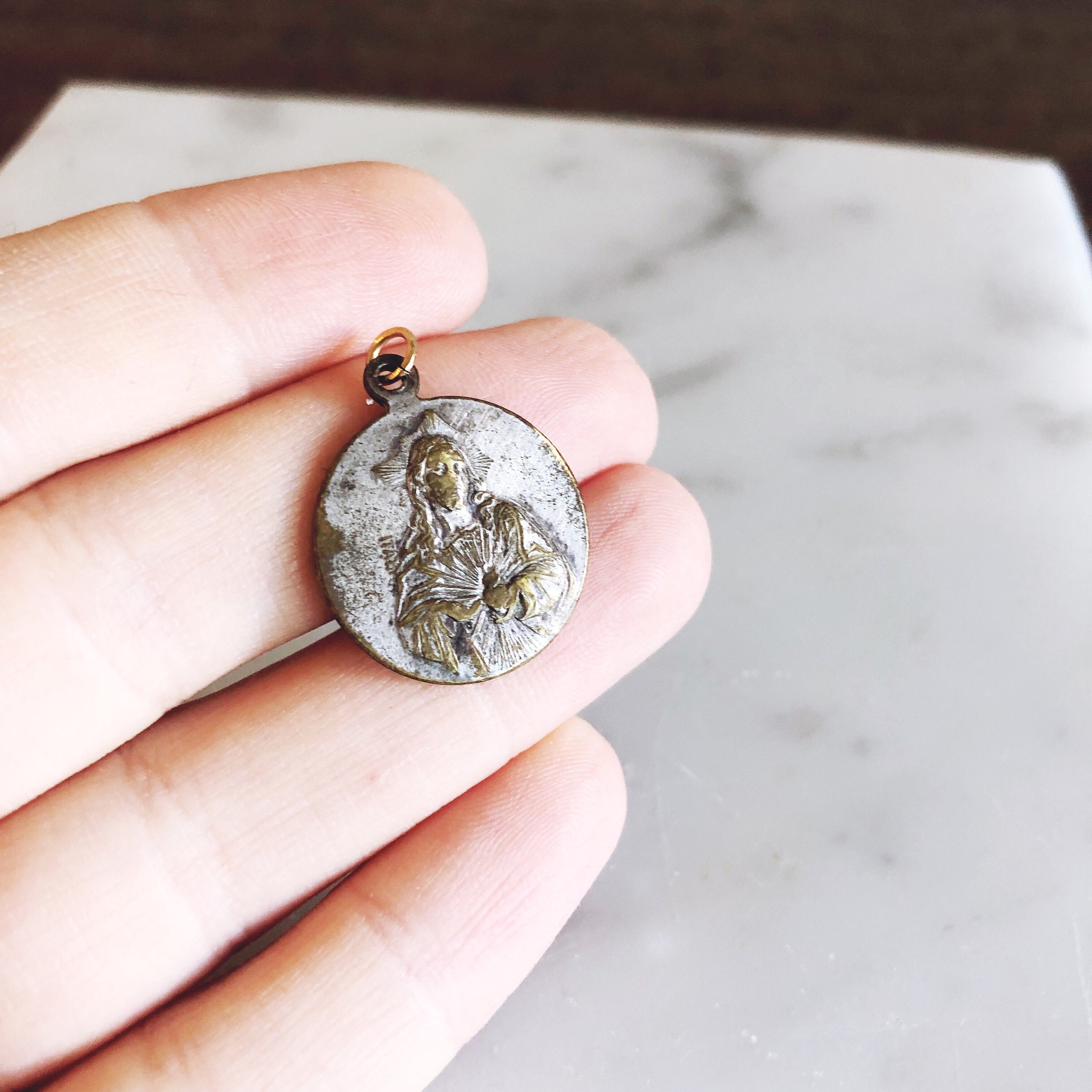 Vintage Italian Sacred Heart of Jesus Medal Pendant - Etsy