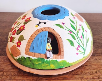 vintage pottery ceramic “tiny home” luminary