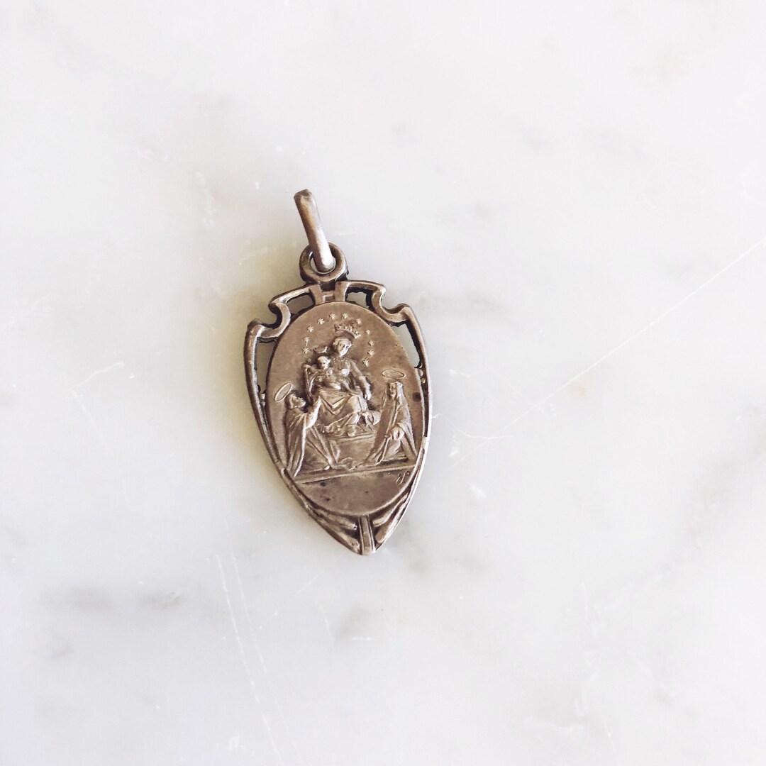 Vintage Italian Silver Madonna and Child Medal Pendant - Etsy