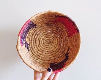 Vintage Handwoven Coiled Grass Basket