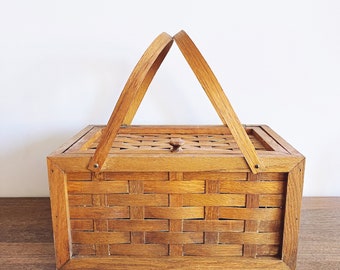 Vintage Wooden Picnic Basket