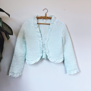 Vintage 1940s Barbizon Quilted Mint Green Bed Jacket image 1