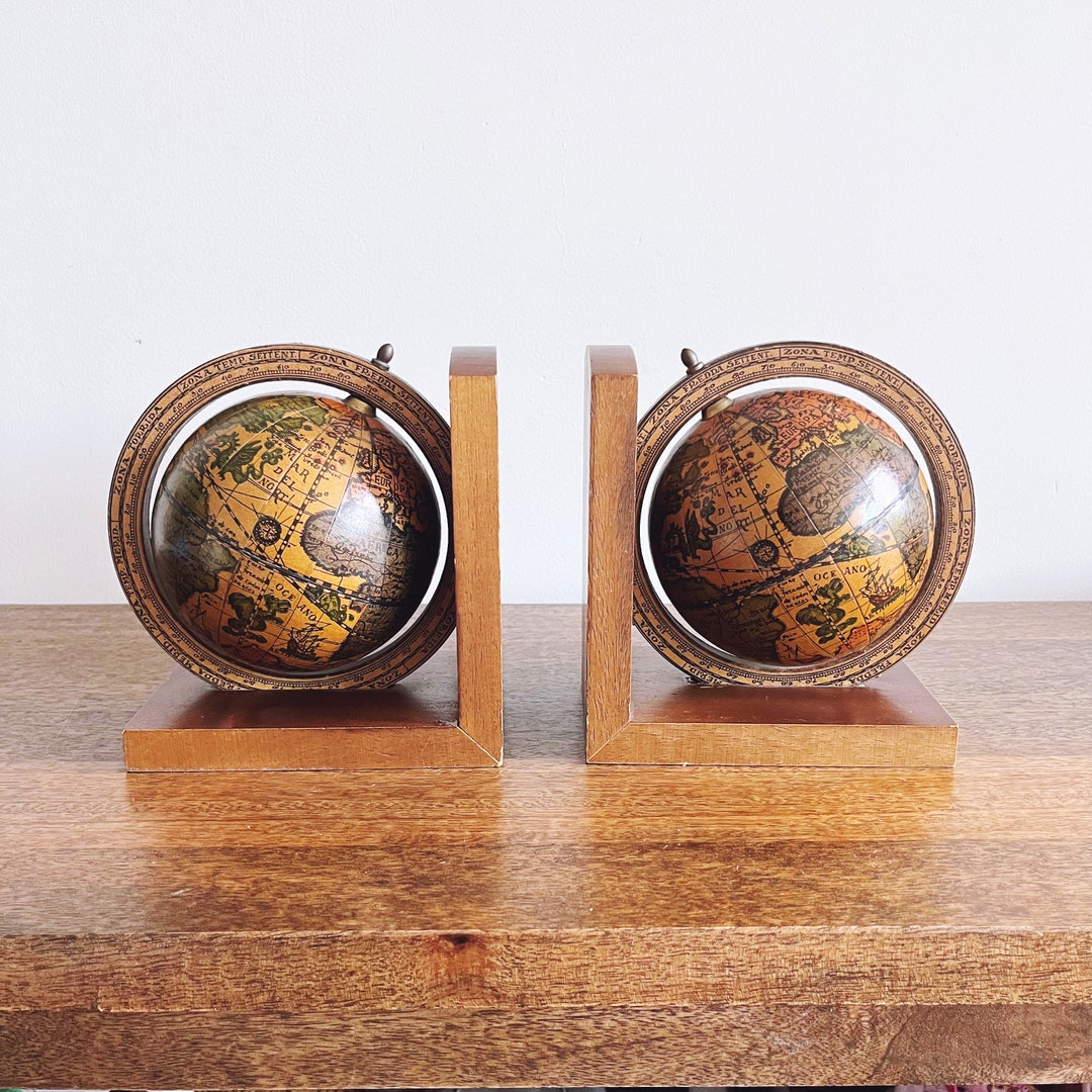 Vintage Olde World Globe Bookends Made in Italy Etsy