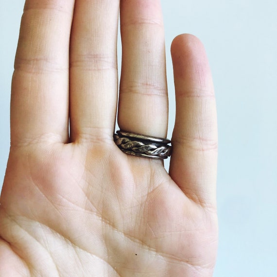 Vintage Mexican Sterling Silver Braided Ring - Si… - image 3