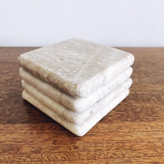 vintage marble coasters - set of 4