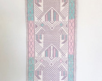 Vintage Woven Kilim Pink and Blue Runner