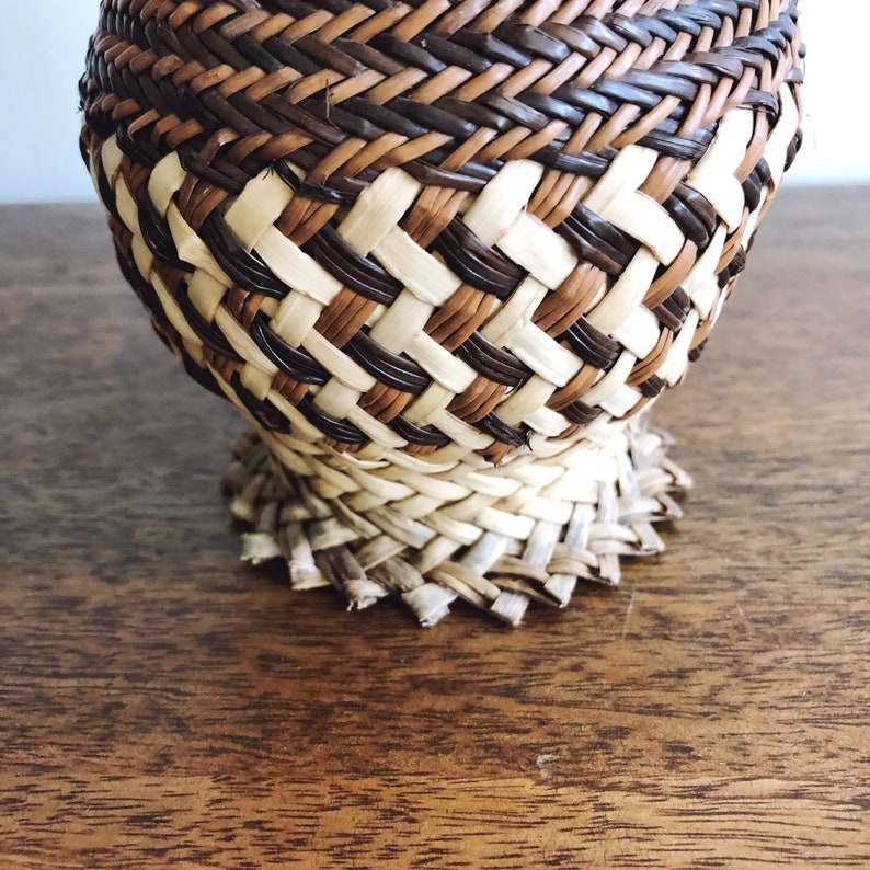 Vintage Tarahumara Hand Woven Pine Needle Basket Etsy