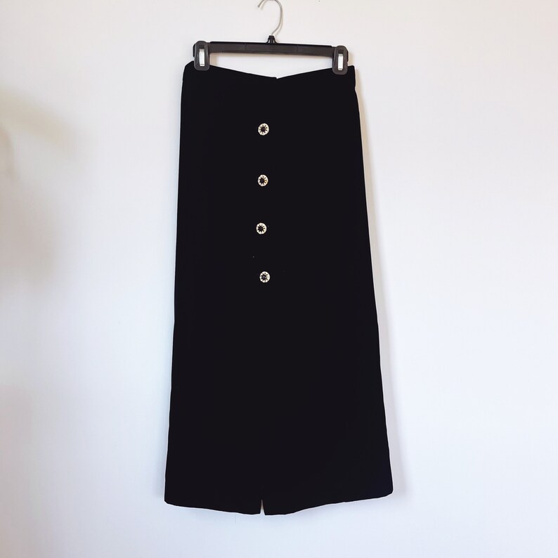 Vintage 80s Ann Hobbs for Cattiva Black Velvet Skirt image 1