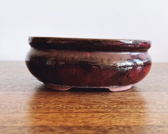 Vintage Ceramic Brown Bonsai Pot