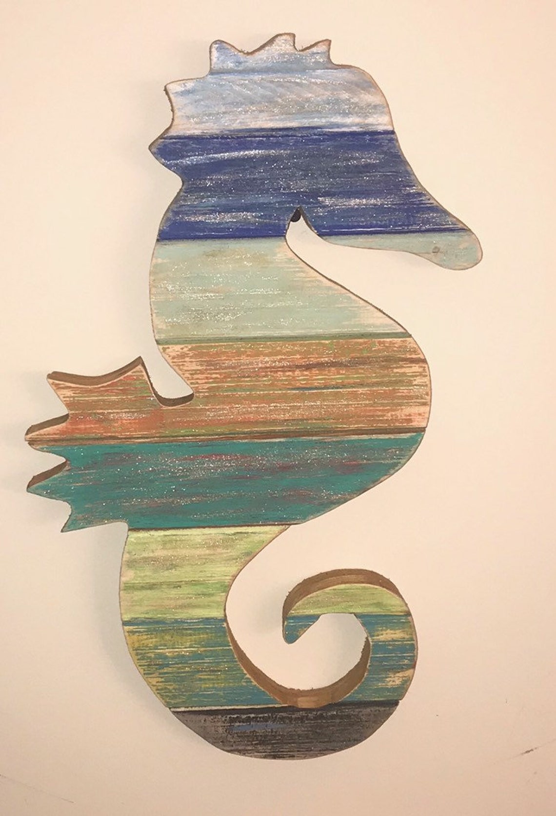 Seahorse Wall Hanger Decor & Art made From Reclaimed Wood Etsy
