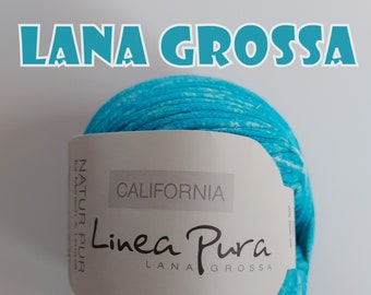 10 Knäuel 500 Gramm California Linea Pura von Lana Grossa Türkis Weiß Farbe 206 Partie 1270