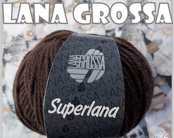 4 Knäuel 200 Gramm Superlana von Lana Grossa Dunkelbraun Farbe 058 Partie 564